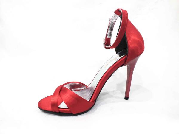 Çarıkçım İnce Topuklu Kadın Ayakkabısı Kırmızı-Saten 114 1137