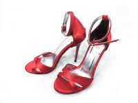 Çarıkçım İnce Topuklu Kadın Ayakkabısı Kırmızı-Saten 114 1137 - Thumbnail