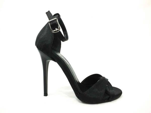 Çarıkçım İnce Topuklu Kadın Ayakkabısı Siyah-Saten 114 1137