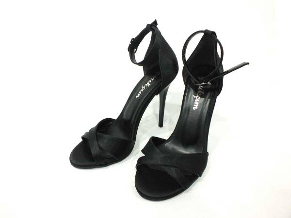 Çarıkçım İnce Topuklu Kadın Ayakkabısı Siyah-Saten 114 1137