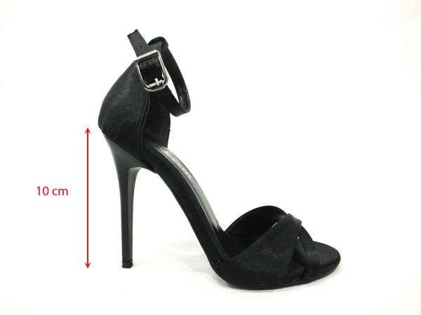 Çarıkçım İnce Topuklu Kadın Ayakkabısı Siyah-Saten 114 1137