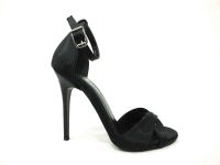 Çarıkçım İnce Topuklu Kadın Ayakkabısı Siyah-Saten 114 1137 - Thumbnail