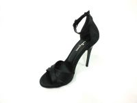 Çarıkçım İnce Topuklu Kadın Ayakkabısı Siyah-Saten 114 1137 - Thumbnail