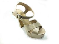 Çarıkçım Platformlu 12 cm Topuklu Ayakkabı Altın-Saten 114 85 - Thumbnail