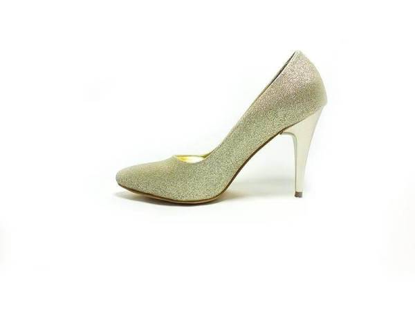 Çarıkçım Stiletto Ayakkabı Dore-Simli