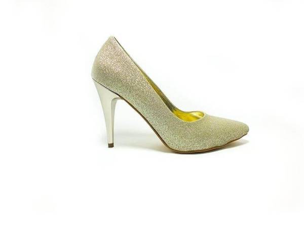 Çarıkçım Stiletto Ayakkabı Dore-Simli