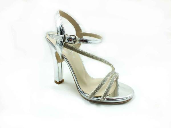Çarıkçım Taşlı Topuklu Kadın Ayakkabısı Gümüş-Ayna 114 232