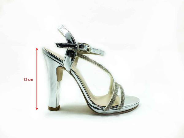 Çarıkçım Taşlı Topuklu Kadın Ayakkabısı Gümüş-Ayna 114 232