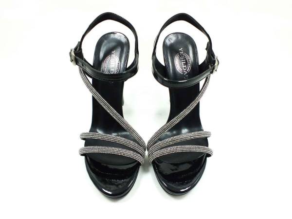 Çarıkçım Taşlı Topuklu Kadın Ayakkabısı Siyah-Rugan 114 232