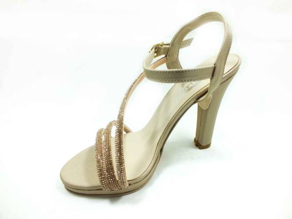 Çarıkçım Taşlı Topuklu Kadın Ayakkabısı Ten-Saten 114 232