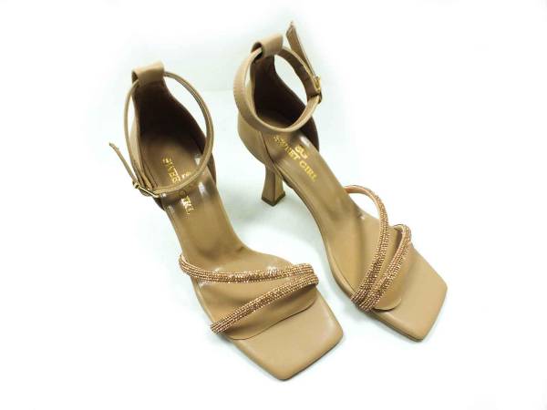 Çarıkçım Tek Bantlı 8 cm Topuklu Ayakkabı Ten 19 Z50