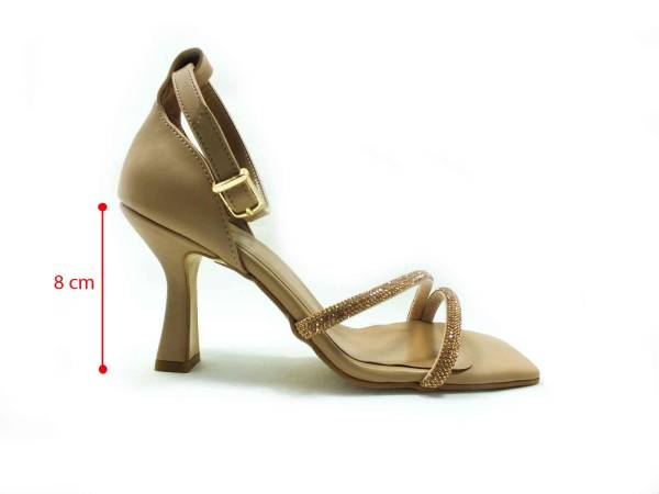 Çarıkçım Tek Bantlı 8 cm Topuklu Ayakkabı Ten 19 Z50