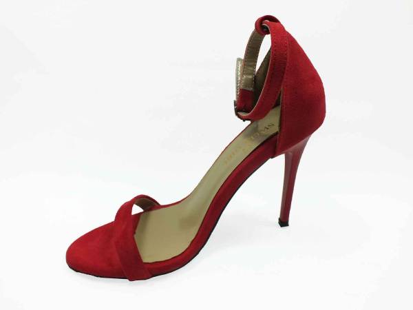 Çarıkçım Tek Bantlı Topuklu Ayakkabı Kırmızı-Süet 19 1126