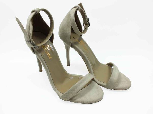 Çarıkçım Tek Bantlı Topuklu Ayakkabı Ten-Süet 19 1126