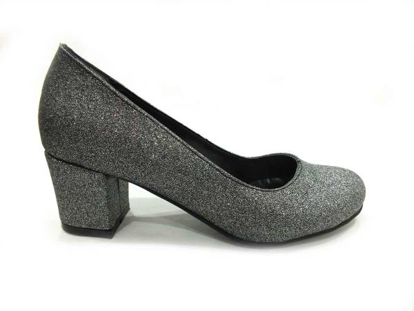 Çarıkçım Topuklu Bayan Ayakkabı Platin-Simli 61 301