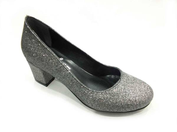 Çarıkçım Topuklu Bayan Ayakkabı Platin-Simli 61 301