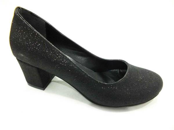 Çarıkçım Topuklu Bayan Ayakkabı Siyah-Simli 61 301