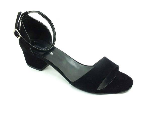 Çarıkçım Topuklu Bayan Ayakkabı - Siyah-Süet - 08-10