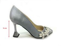 Çarıkçım Topuklu Klasik Kadın ayakkabısı Gümüş-Saten 50 705 - Thumbnail