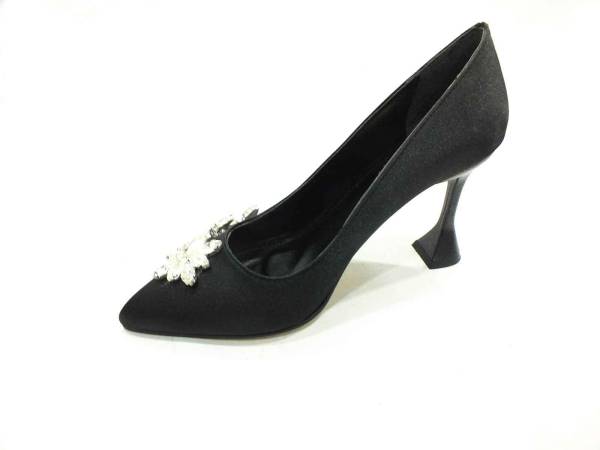 Çarıkçım Topuklu Klasik Kadın ayakkabısı Siyah-Saten 50 705