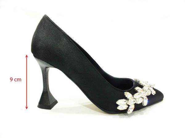 Çarıkçım Topuklu Klasik Kadın ayakkabısı Siyah-Saten 50 705