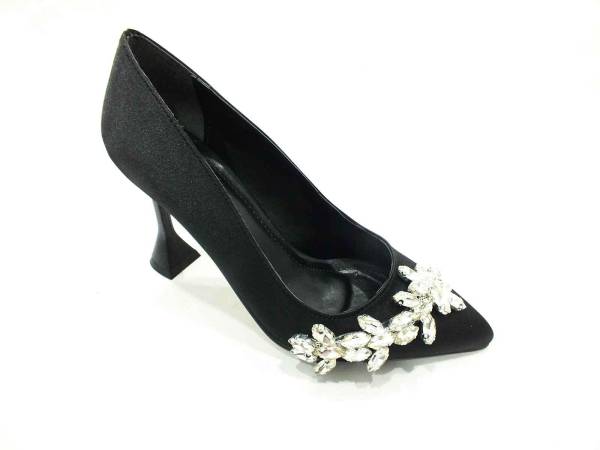 Çarıkçım Topuklu Klasik Kadın ayakkabısı Siyah-Saten 50 705