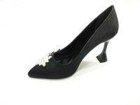 Çarıkçım Topuklu Klasik Kadın ayakkabısı Siyah-Saten 50 705 - Thumbnail