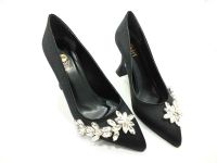 Çarıkçım Topuklu Klasik Kadın ayakkabısı Siyah-Saten 50 705 - Thumbnail