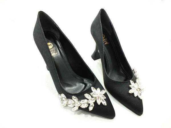 Çarıkçım Topuklu Klasik Kadın ayakkabısı Siyah-Saten 50 705