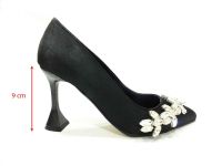 Çarıkçım Topuklu Klasik Kadın ayakkabısı Siyah-Saten 50 705 - Thumbnail