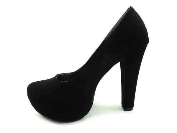 Çarıkçım Topuklu Platformlu Bayan Ayakkabı Siyah-Süet 61 1960