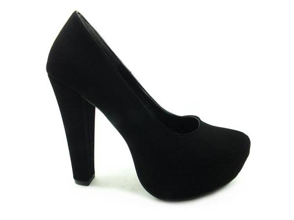 Çarıkçım Topuklu Platformlu Bayan Ayakkabı Siyah-Süet 61 1960