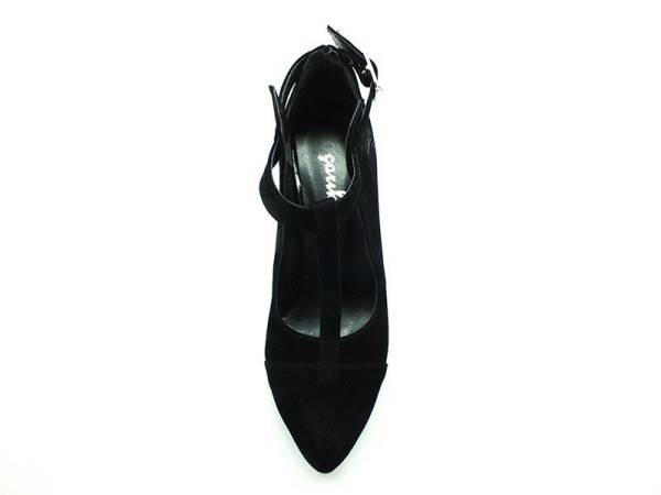 Çarıkçım Topuklu T-Banlı Bayan ayakkabı xSiyah-Süet 61 820