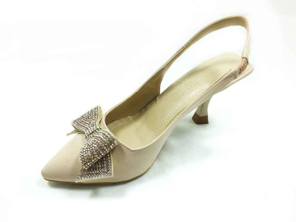 Çarıkçım Topuklu Taşlı Ayakkabı Bej 13 Y-604