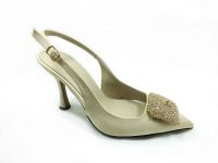 Çarıkçım Topuklu Taşlı Ayakkabı Bej-Saten 13 Y-1001 - Thumbnail