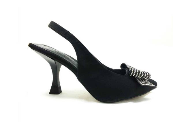 Çarıkçım Topuklu Taşlı Ayakkabı Siyah 13 Y-604