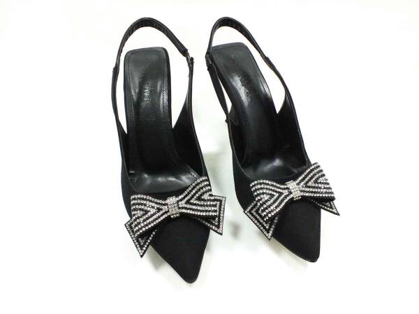 Çarıkçım Topuklu Taşlı Ayakkabı Siyah 13 Y-604