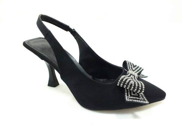 Çarıkçım Topuklu Taşlı Ayakkabı Siyah 13 Y-604