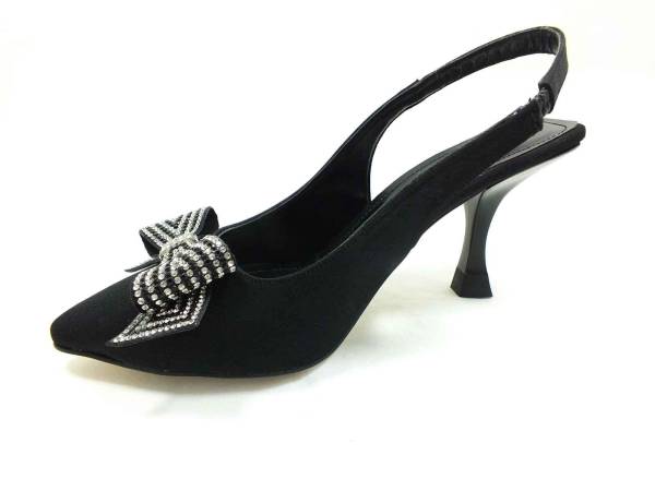 Çarıkçım Topuklu Taşlı Ayakkabı Siyah 13 Y-604