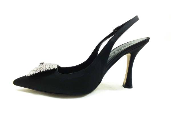 Çarıkçım Topuklu Taşlı Ayakkabı Siyah-Saten 13 Y-1001
