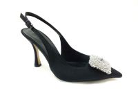 Çarıkçım Topuklu Taşlı Ayakkabı Siyah-Saten 13 Y-1001 - Thumbnail