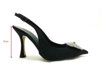 Çarıkçım Topuklu Taşlı Ayakkabı Siyah-Saten 13 Y-1001 - Thumbnail
