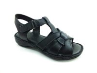 Cırtlı Hakiki Deri Kadın Sandalet - Siyah - 427 - Thumbnail