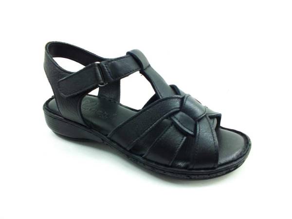 Cırtlı Hakiki Deri Kadın Sandalet - Siyah - 427
