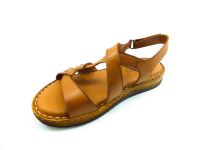 Cırtlı Hakiki Deri Kadın Sandalet - Taba - 12 - Thumbnail