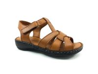 Cırtlı Hakiki Deri Kadın Sandalet - Taba - 427 - Thumbnail