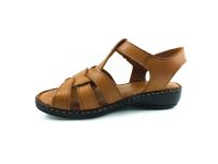 Cırtlı Hakiki Deri Kadın Sandalet - Taba - 427 - Thumbnail