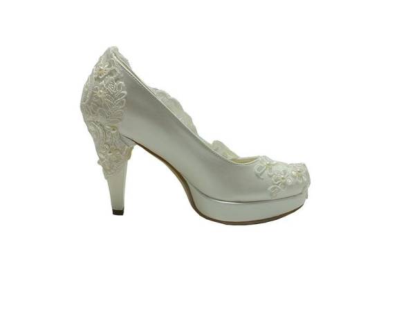 Topuklu Platform Bayan Ayakkabı - Sedef-Dantel - 1810