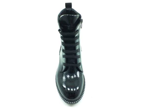 Fermuarlı Bağcıklı Bayan Bot - Siyah-Rugan - 38.152