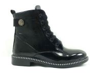 Fermuarlı Bağcıklı Bayan Bot - Siyah-Rugan - 38.152 - Thumbnail